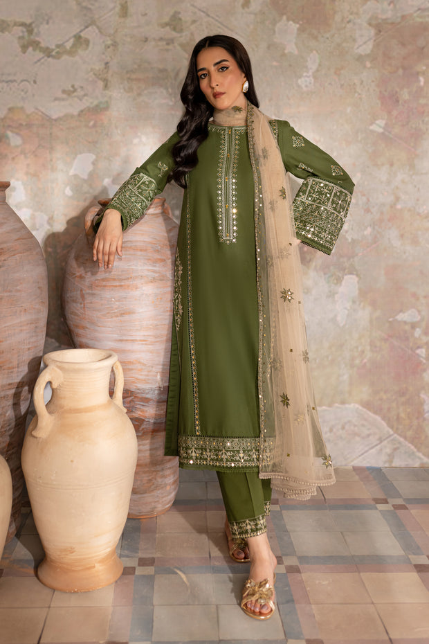 Kermit 3Pc - Embroidered Khaddar Dress