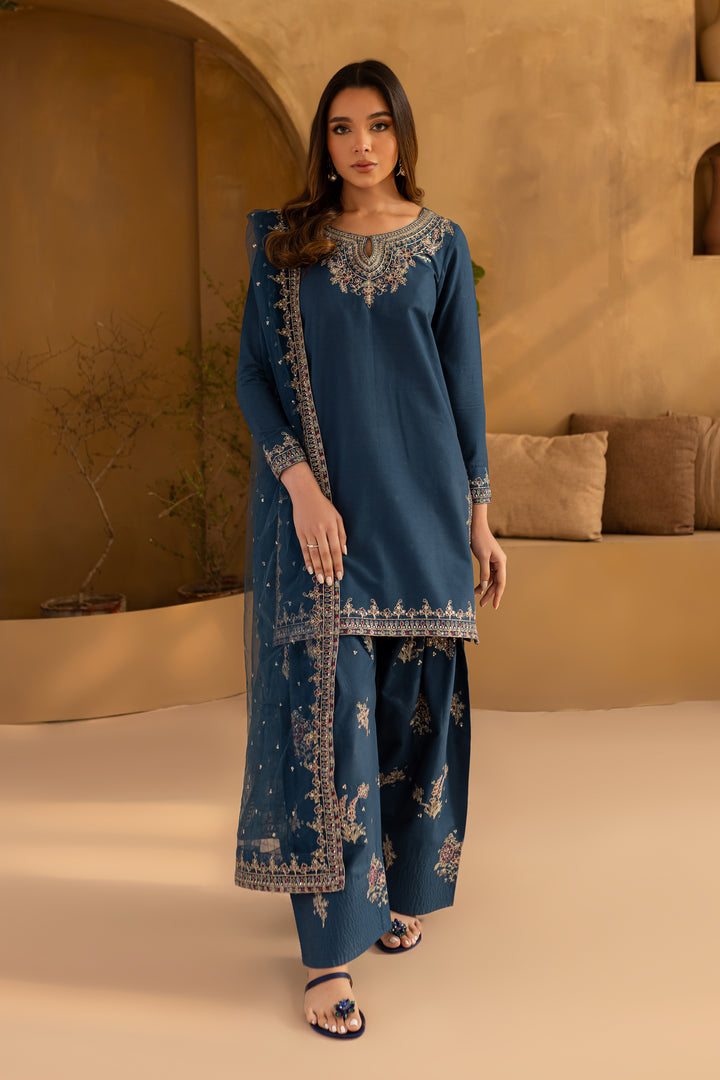 Joey 3Pc- Embroidered Khaddar Dress - BATIK