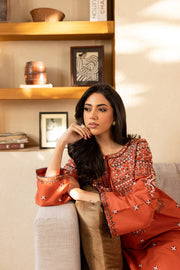 Royal Rust 2Pc - Embroidered Khaddar Dress