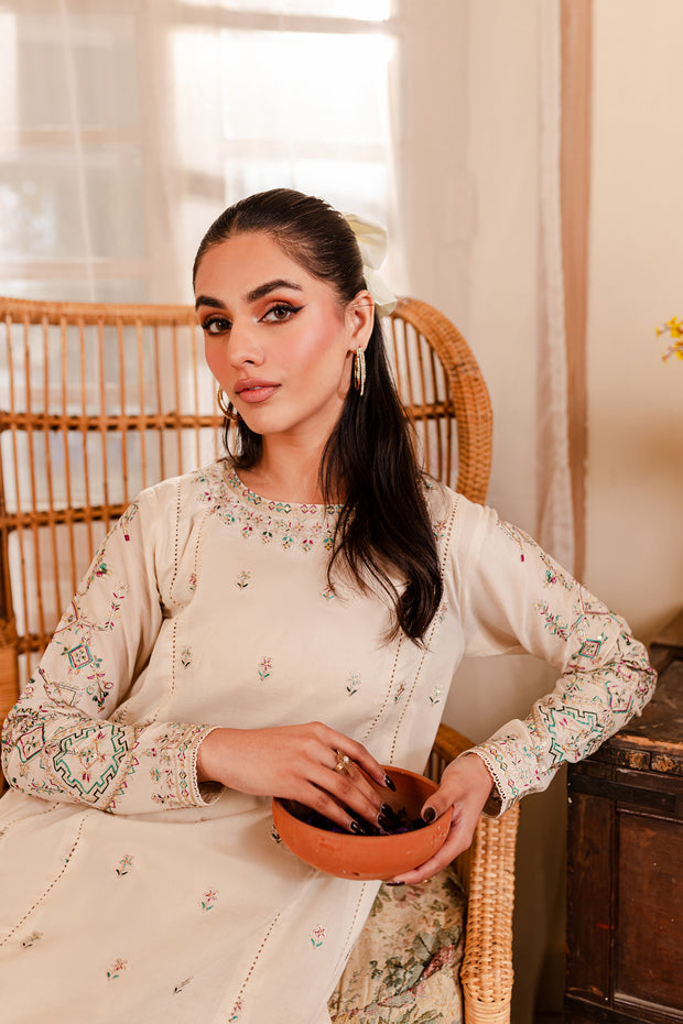 Almond 2Pc - Embroidered Lawn Dress