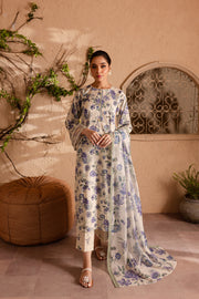 White Hemayal 3Pc - Printed Lawn Dress - BATIK