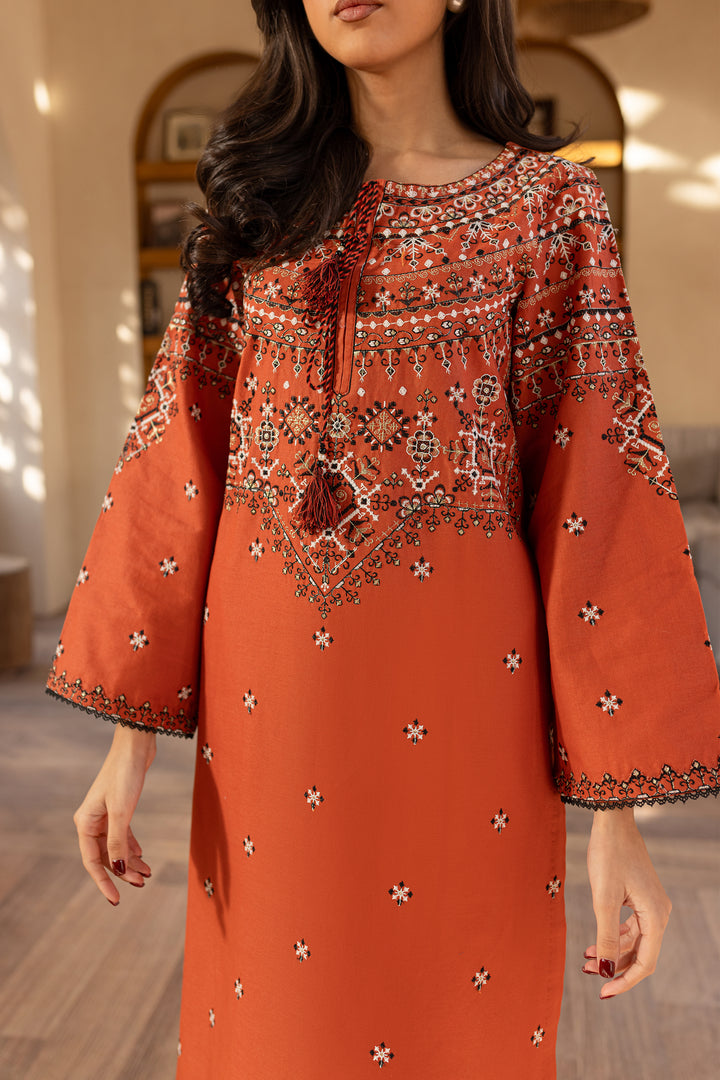 Royal Rust 2Pc - Embroidered Khaddar Dress - BATIK