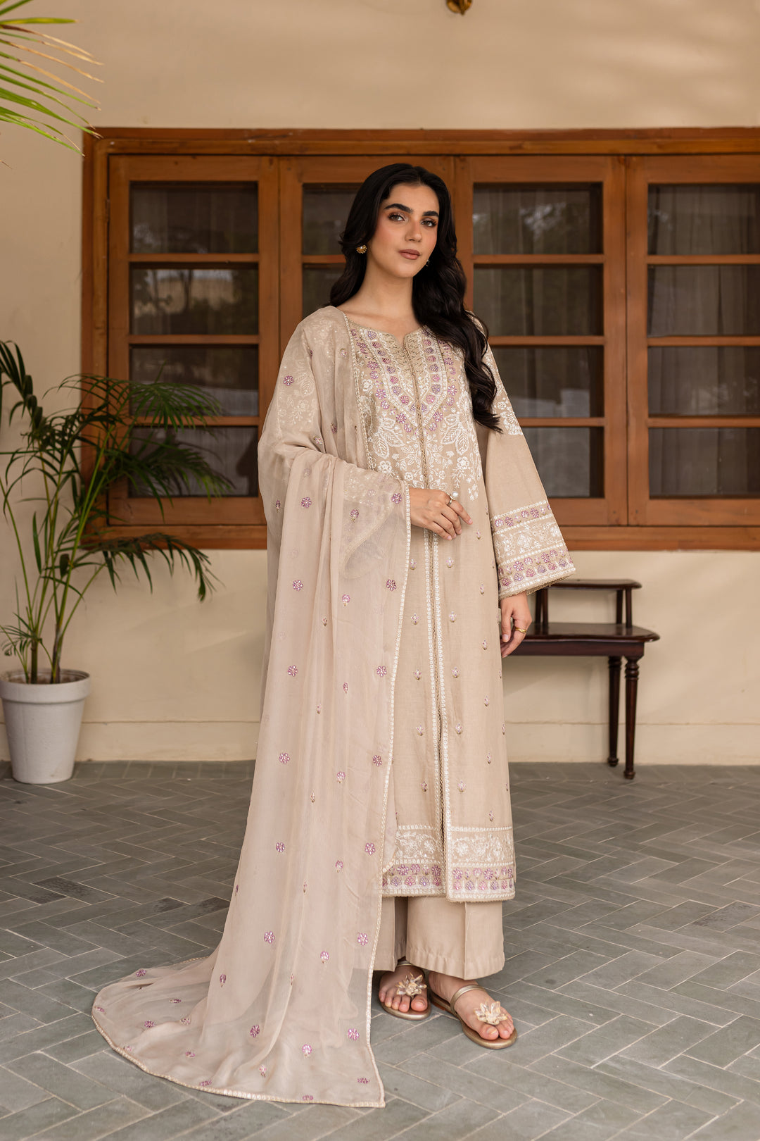 Musarrat 3Pc - Embroidered Khaddar Dress - BATIK