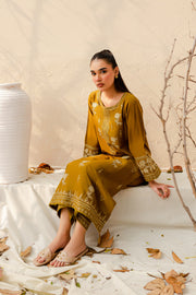 Olive 2Pc - Embroidered Khaddar Dress - BATIK