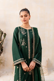Palm Green 3Pc - Embroidered Karandi Dress - BATIK