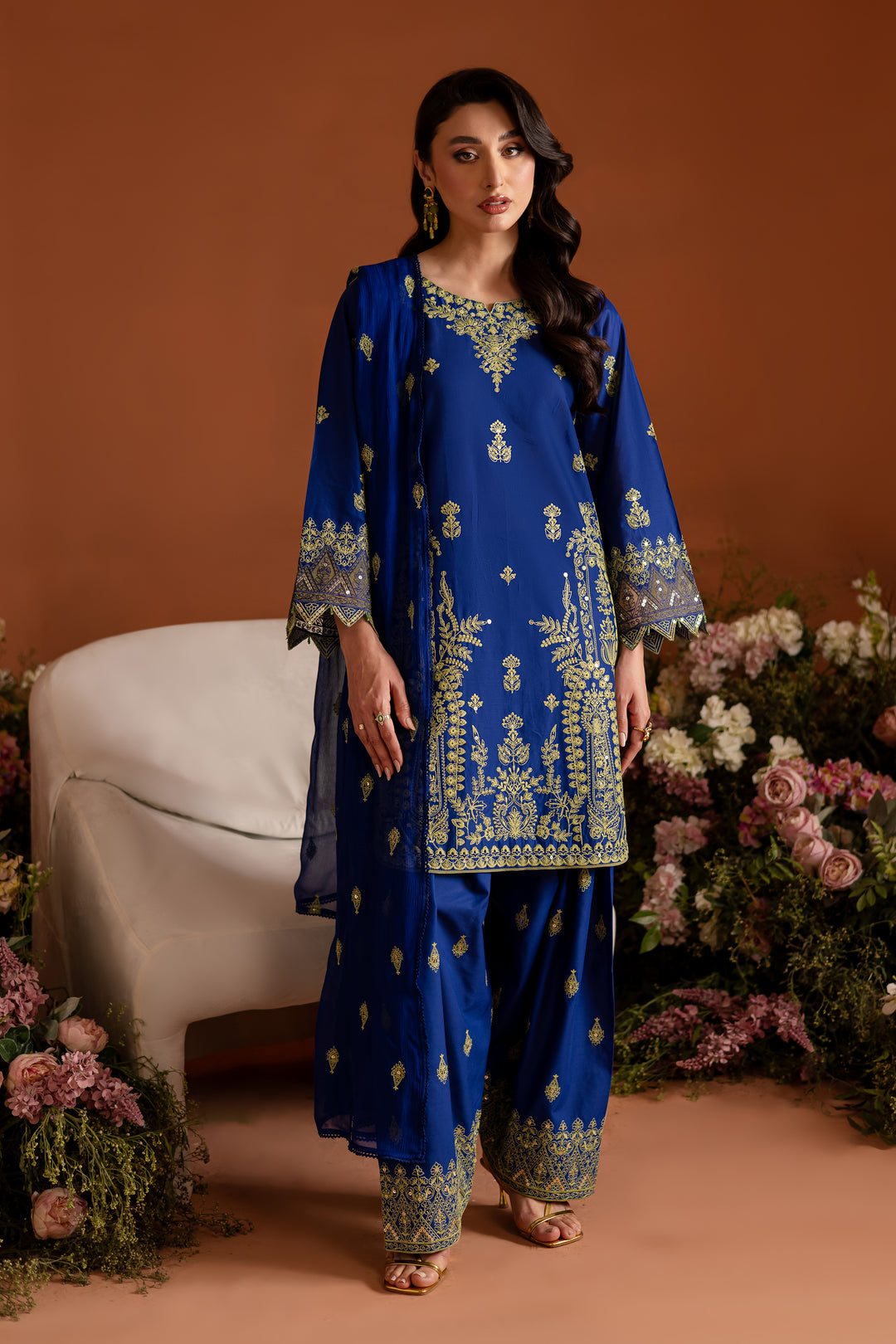 Sole Blue 3Pc - Embroidered Lawn Dress