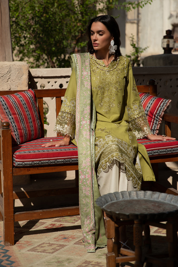 Medisen 3Pc - Embroidered Khaddar Dress