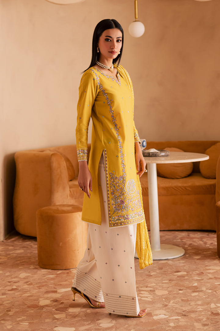 Misol 3Pc - Embroidered Solid Dress - BATIK