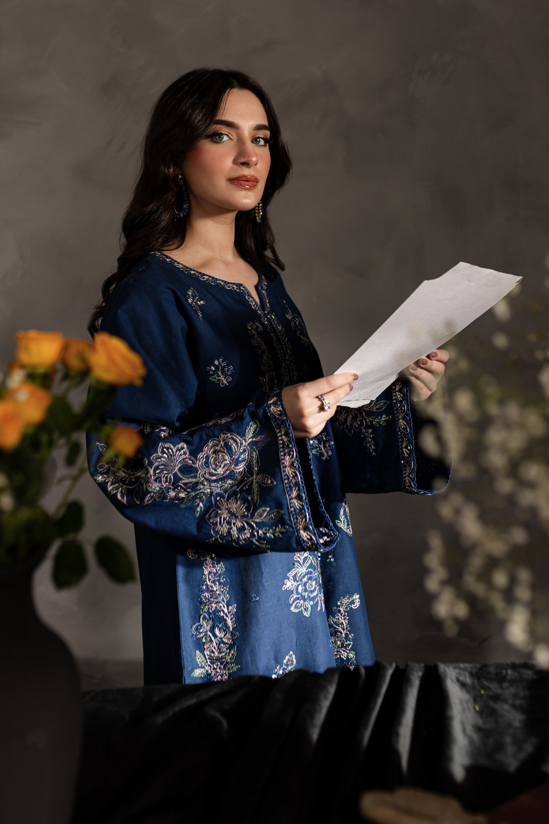 Blue Blair 2Pc - Embroidered Khaddar dress - BATIK