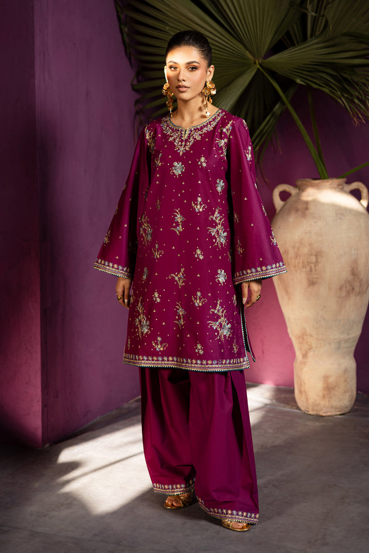 Flora 2Pc - Embroidered Solid Dress - BATIK