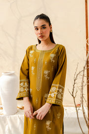 Olive 2Pc - Embroidered Khaddar Dress - BATIK