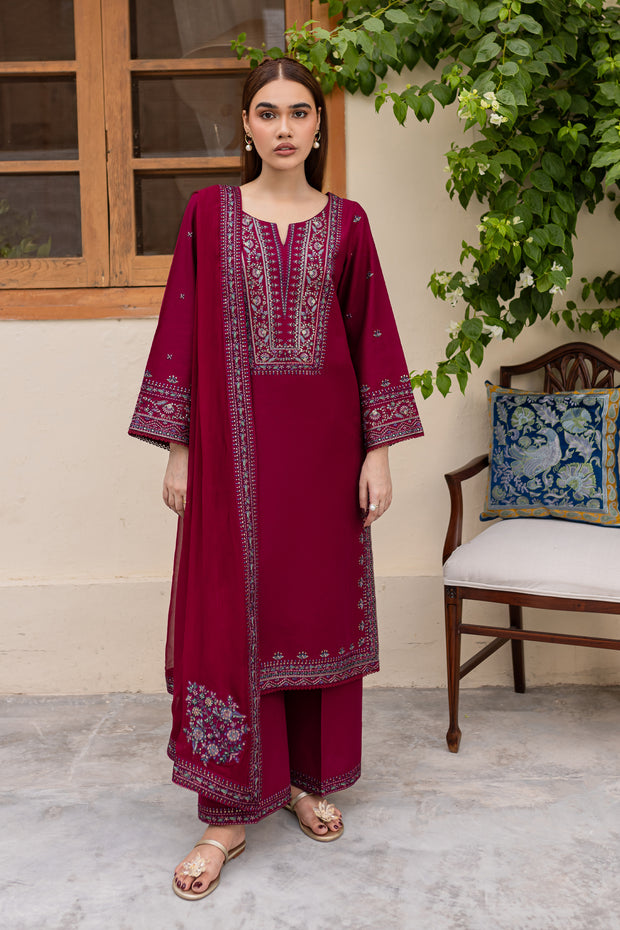 Nirmal 3Pc - Embroidered Khaddar Dress - BATIK