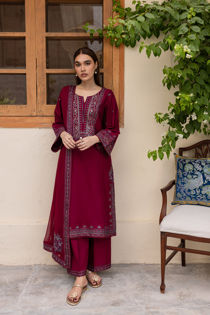 Nirmal 3Pc - Embroidered Khaddar Dress - BATIK