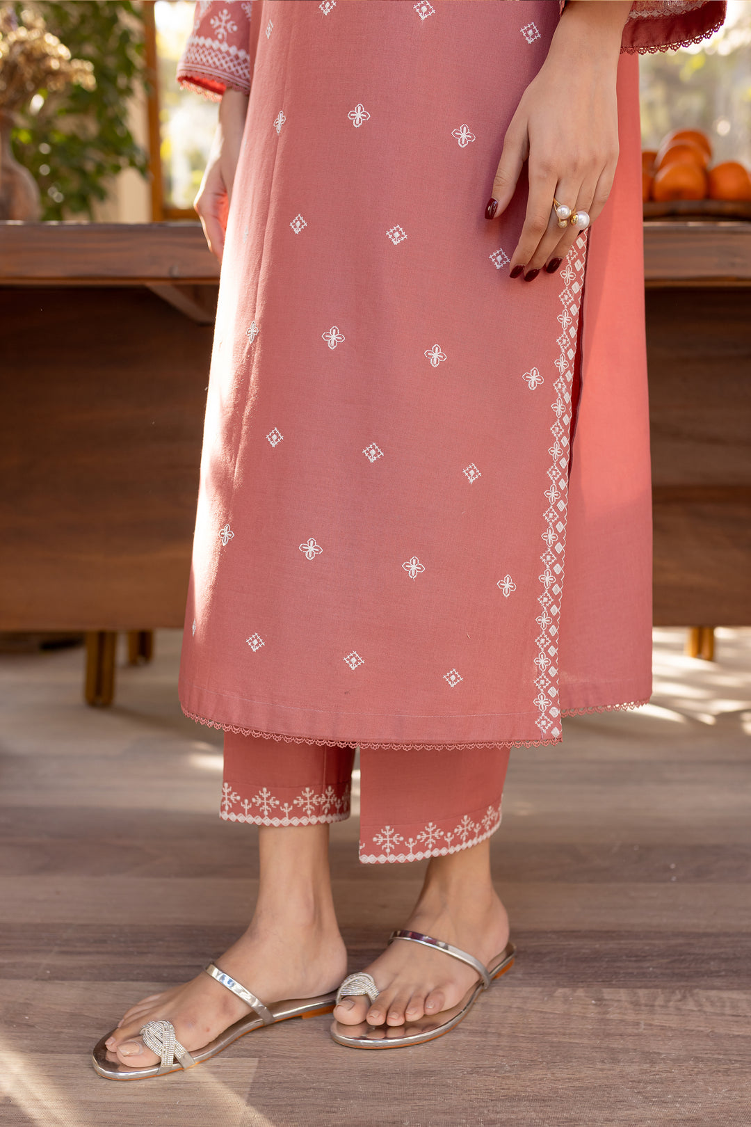 Coral Jasper 2Pc - Embroidered Khaddar Dress - BATIK