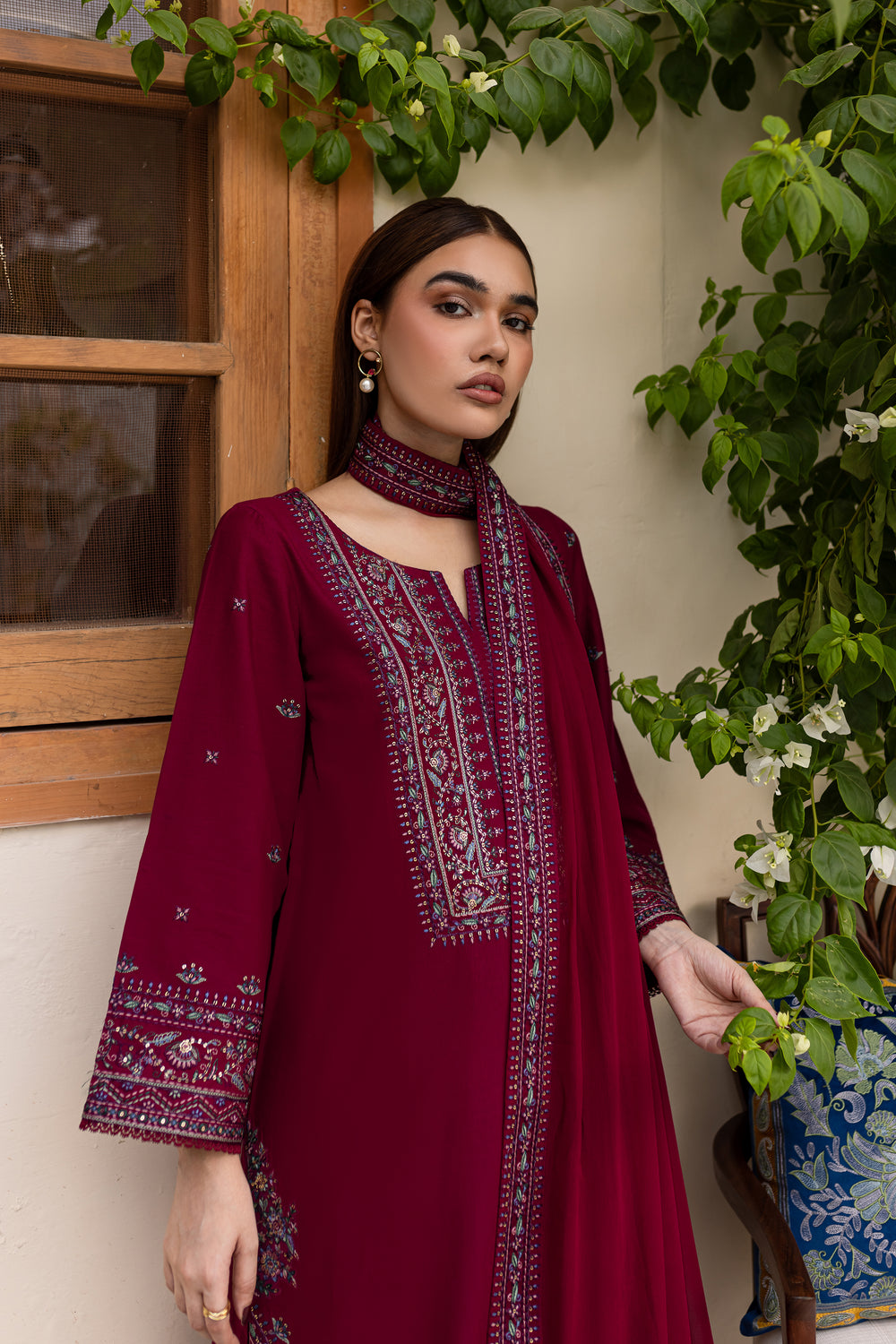 Nirmal 3Pc - Embroidered Khaddar Dress - BATIK