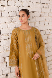 Gold Clay 3Pc - Embroidered Lawn Dress