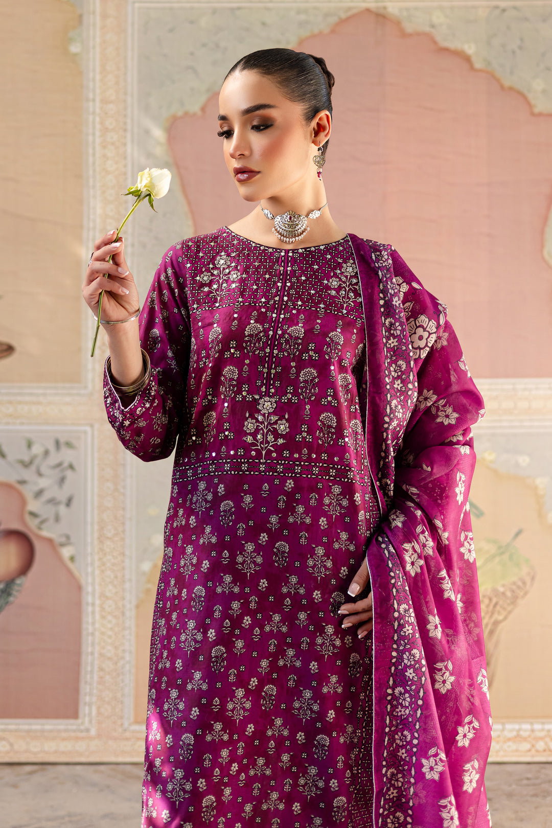 Pink Arsh 3Pc - Printed Lawn Dress