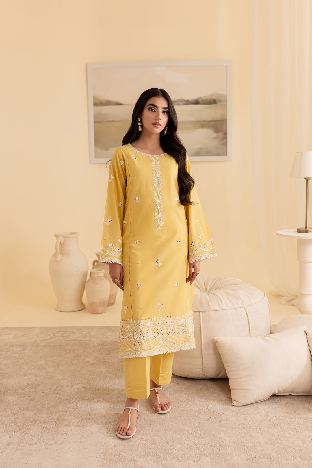 Lime Stone 2Pc - Embroidered Lawn Dress - BATIK