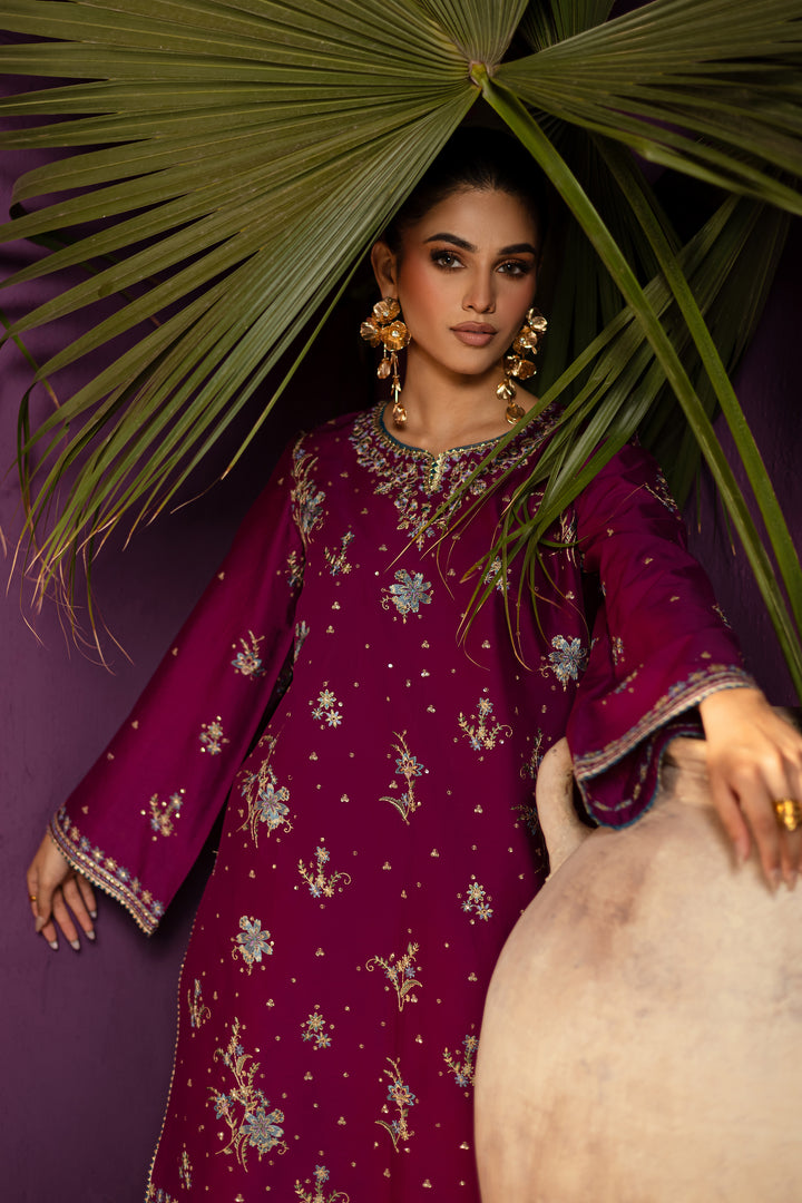 Flora 2Pc - Embroidered Solid Dress - BATIK