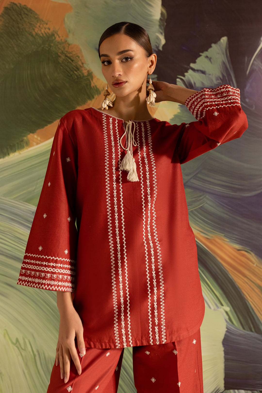 Brick 2Pc - Embroidered Khaddar Dress - BATIK