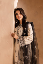 White Chrome 3Pc - Embroidered Lawn Dress - BATIK