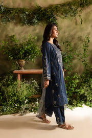 Blue Aurora 3Pc - Embroidered Lawn Dress - BATIK