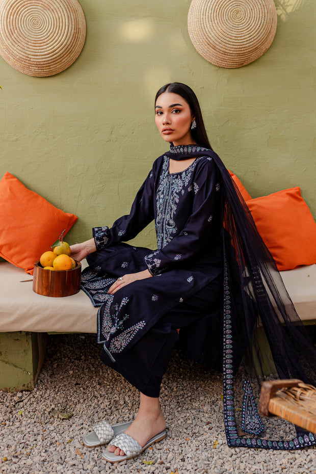 Sarang 3Pc - Embroidered Karandi Dress - BATIK