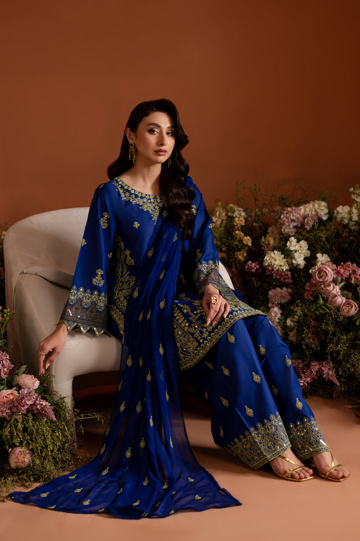 Sole Blue 3Pc - Embroidered Lawn Dress