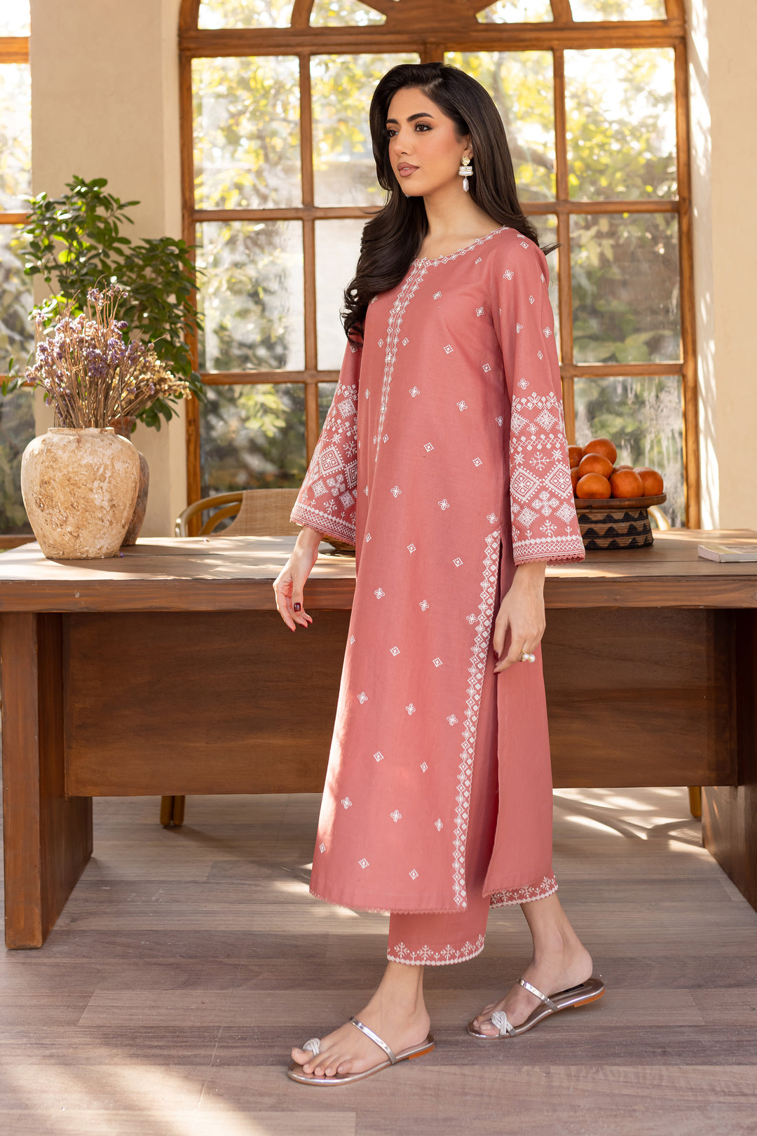 Coral Jasper 2Pc - Embroidered Khaddar Dress - BATIK