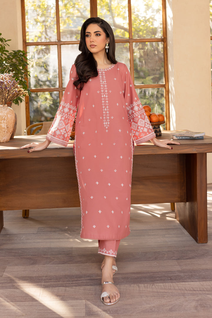 Coral Jasper 2Pc - Embroidered Khaddar Dress - BATIK