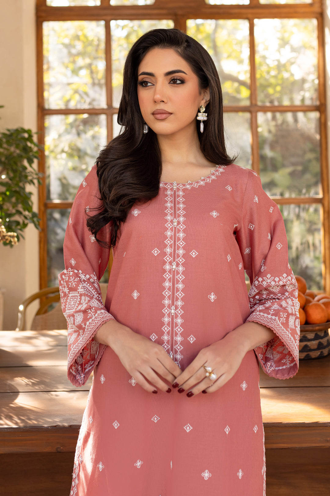 Coral Jasper 2Pc - Embroidered Khaddar Dress - BATIK