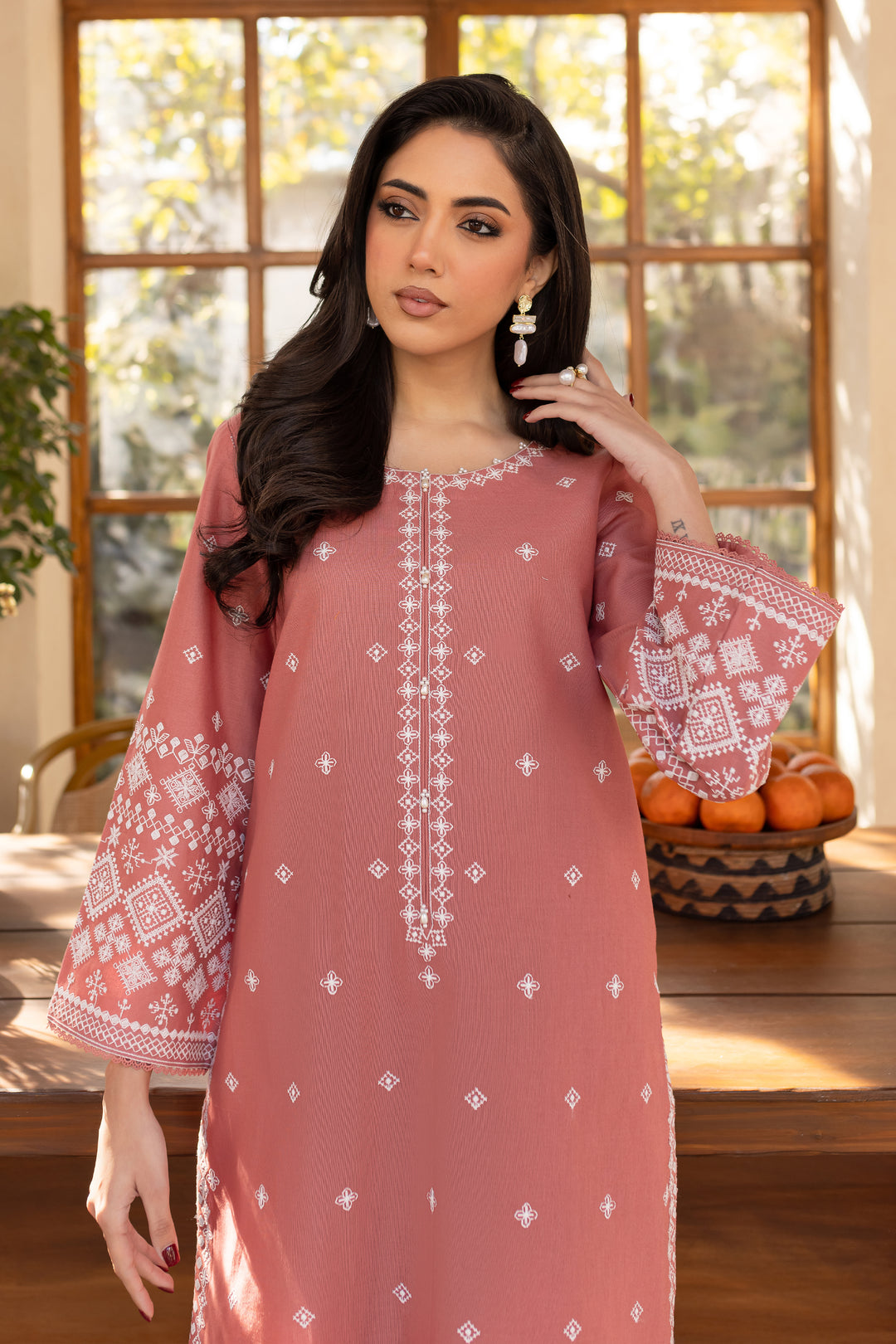 Coral Jasper 2Pc - Embroidered Khaddar Dress - BATIK