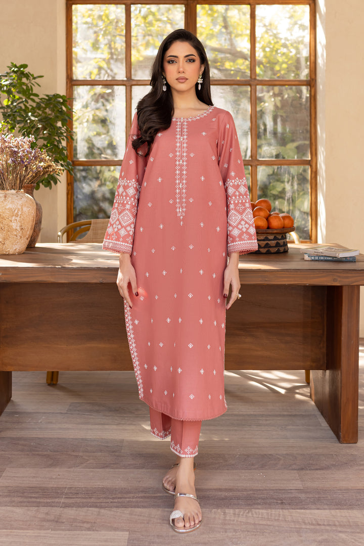 Coral Jasper 2Pc - Embroidered Khaddar Dress - BATIK