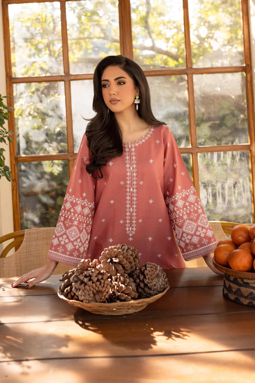 Coral Jasper 2Pc - Embroidered Khaddar Dress - BATIK