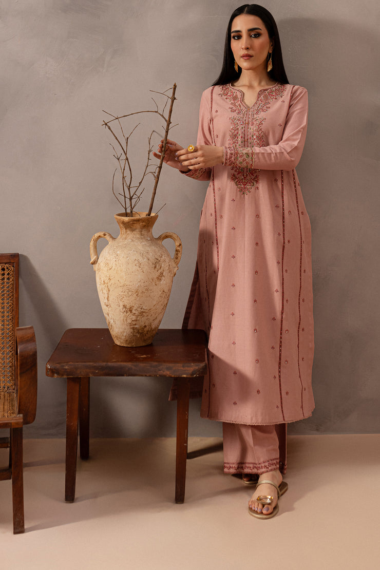 Flamingo 2Pc - Embroidered Khaddar Dress - BATIK