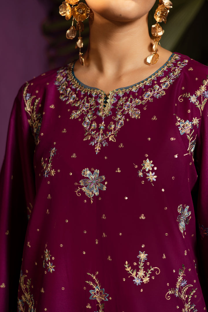 Flora 2Pc - Embroidered Solid Dress - BATIK
