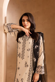 White Chrome 3Pc - Embroidered Lawn Dress - BATIK