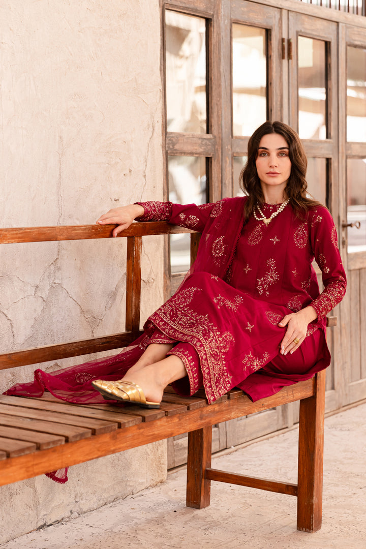 Jasper 3Pc - Embroidered Khaddar Dress - BATIK