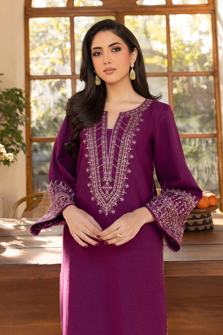 Vinho 2Pc - Embroidered Karandi Dress