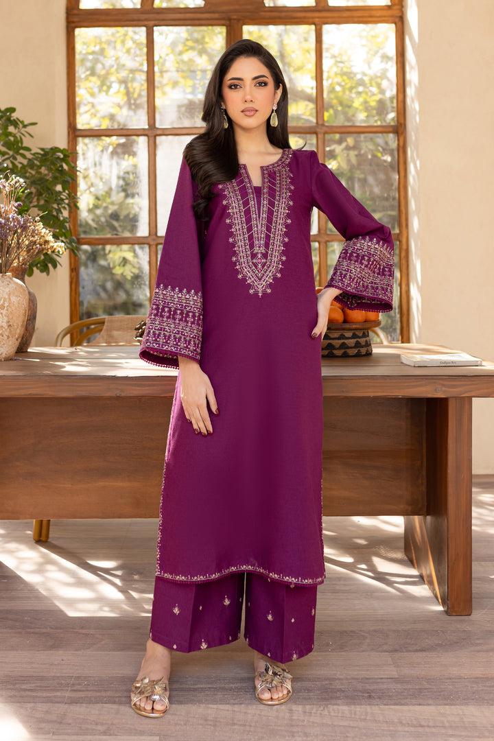 Vinho 2Pc - Embroidered Karandi Dress - BATIK