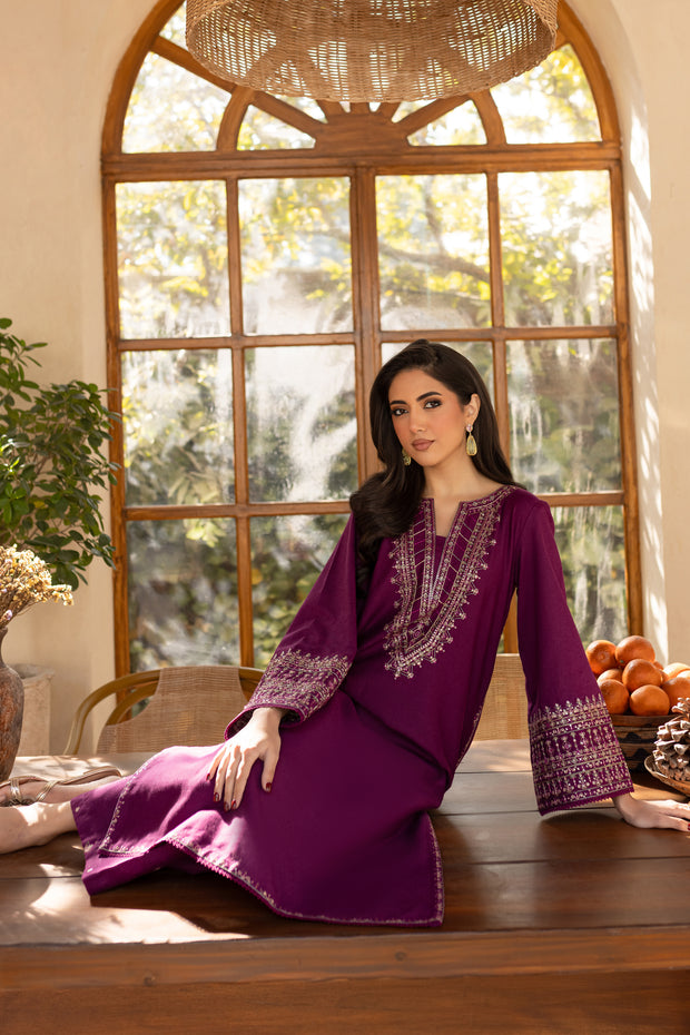 Vinho 2Pc - Embroidered Karandi Dress