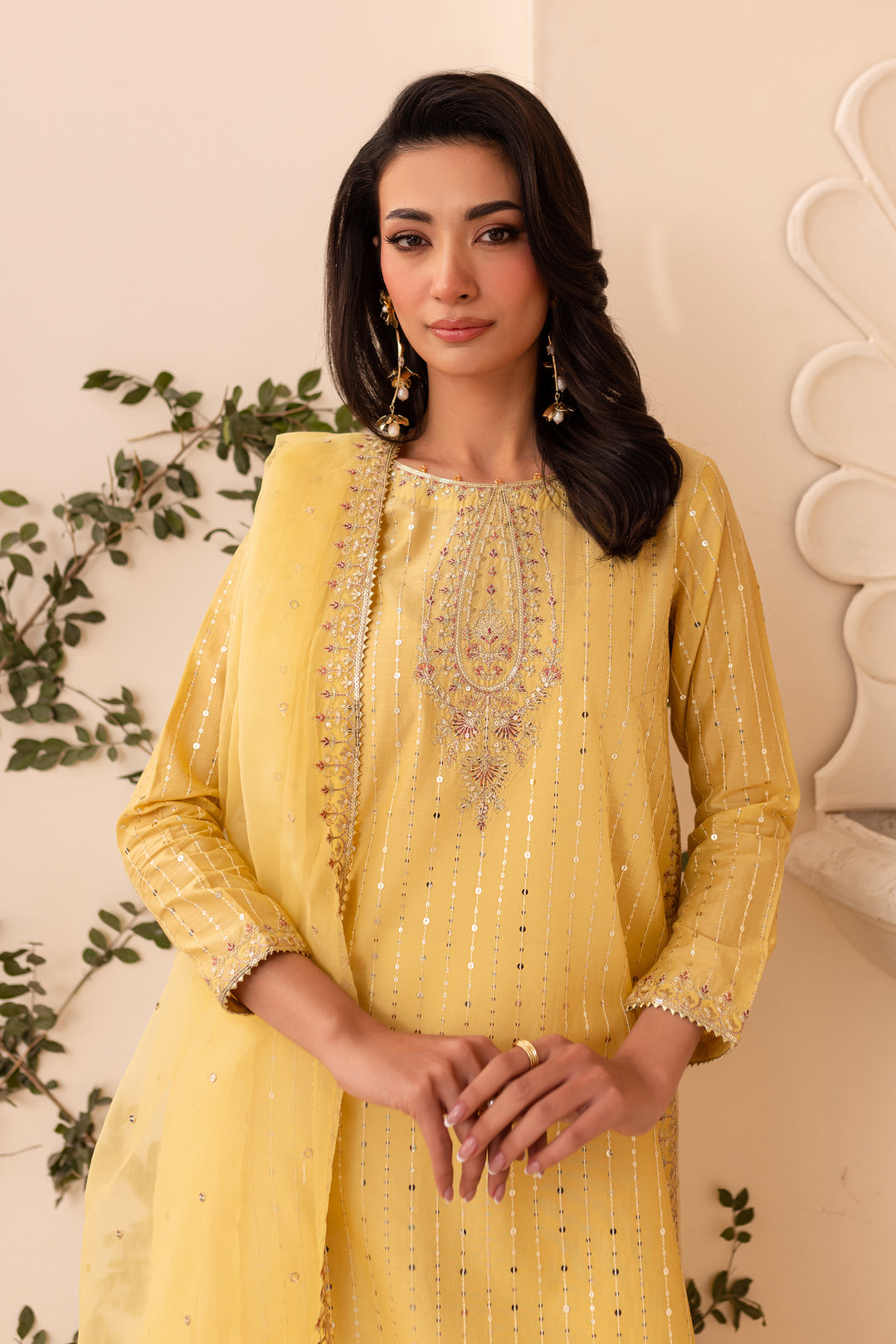 Macaroon 3Pc - Embroidered Sharara Pret