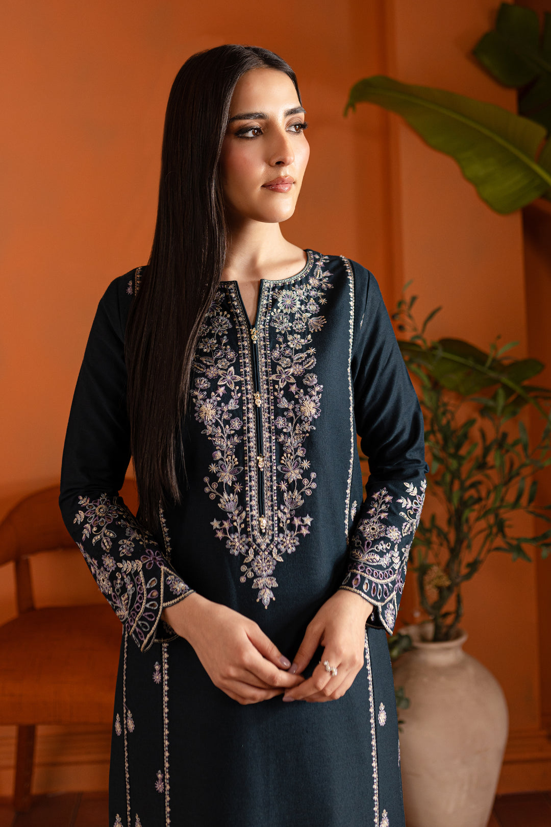 Ezzah 2Pc - Embroidered Karandi Dress - BATIK