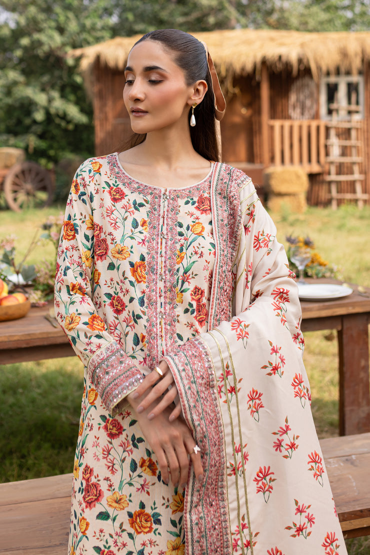 Russel 3Pc - Printed Khaddar Dress