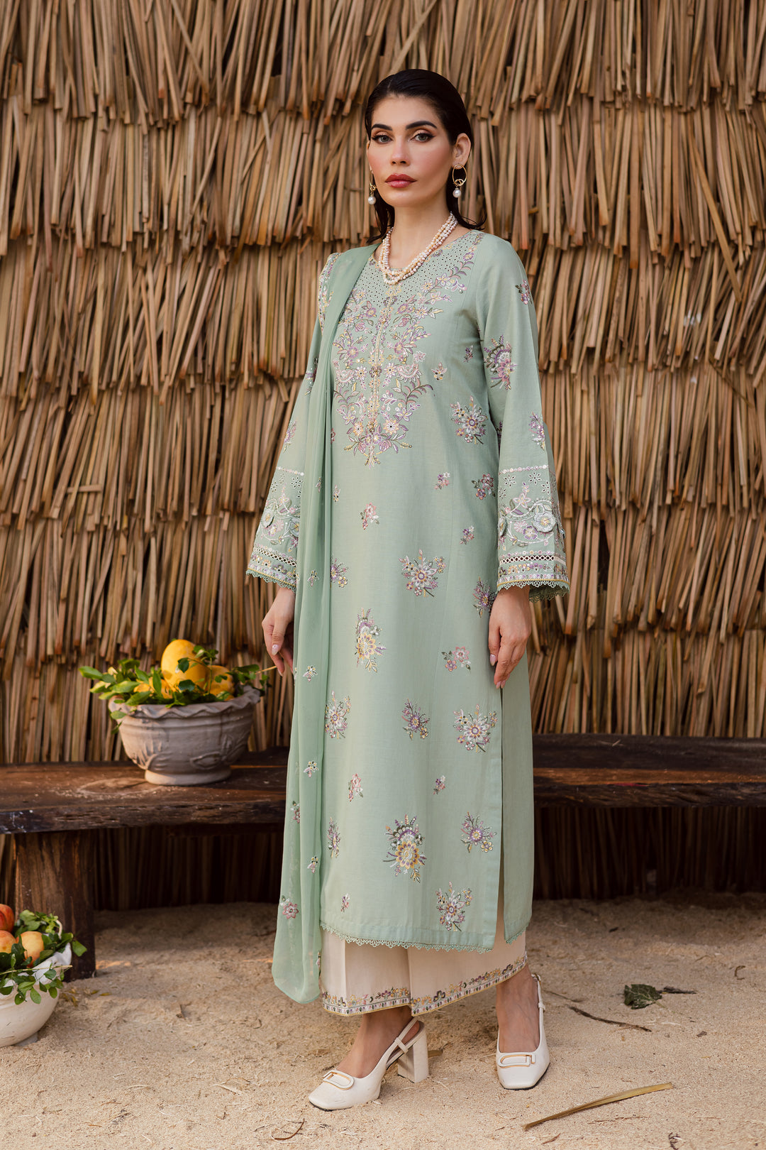 Brandon 3Pc - Embroidered Khaddar Dress