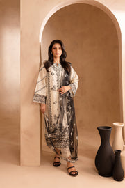 White Chrome 3Pc - Embroidered Lawn Dress - BATIK