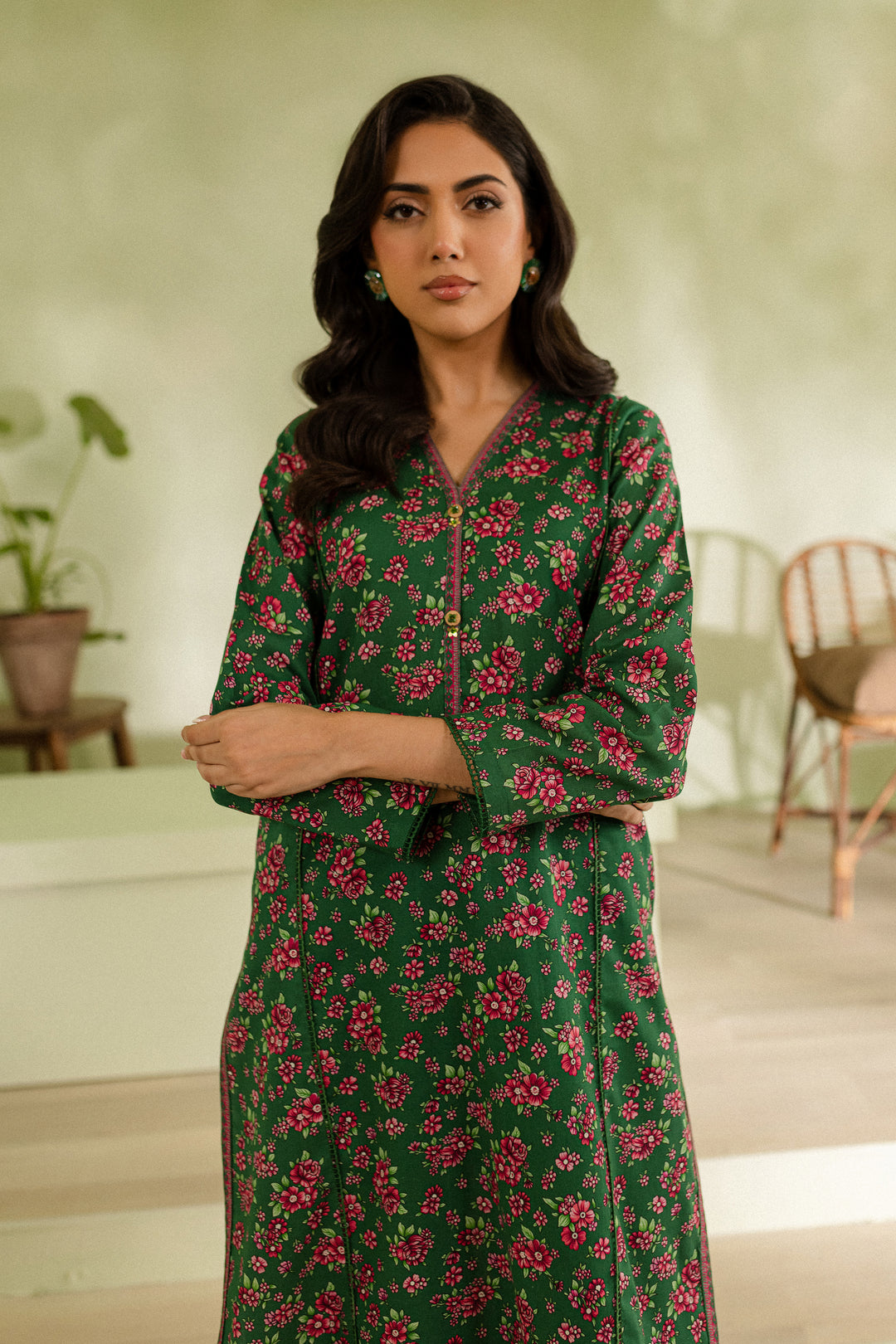 Green Pearl 2pc - Printed Khaddar Dress - BATIK