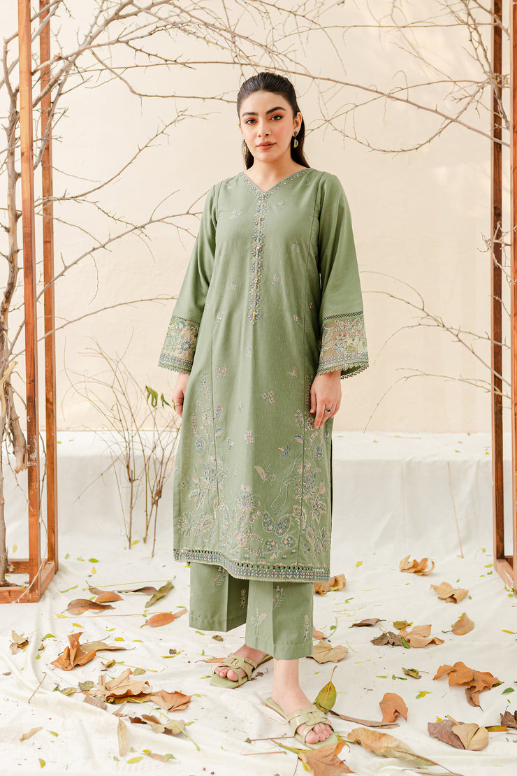 Avena 2Pc - Embroidered Karandi Dress - BATIK