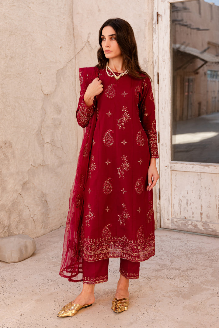 Jasper 3Pc - Embroidered Khaddar Dress - BATIK