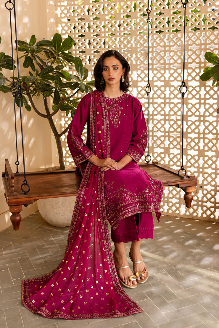 Uneza 3Pc - Embroidered Khaddar Dress - BATIK